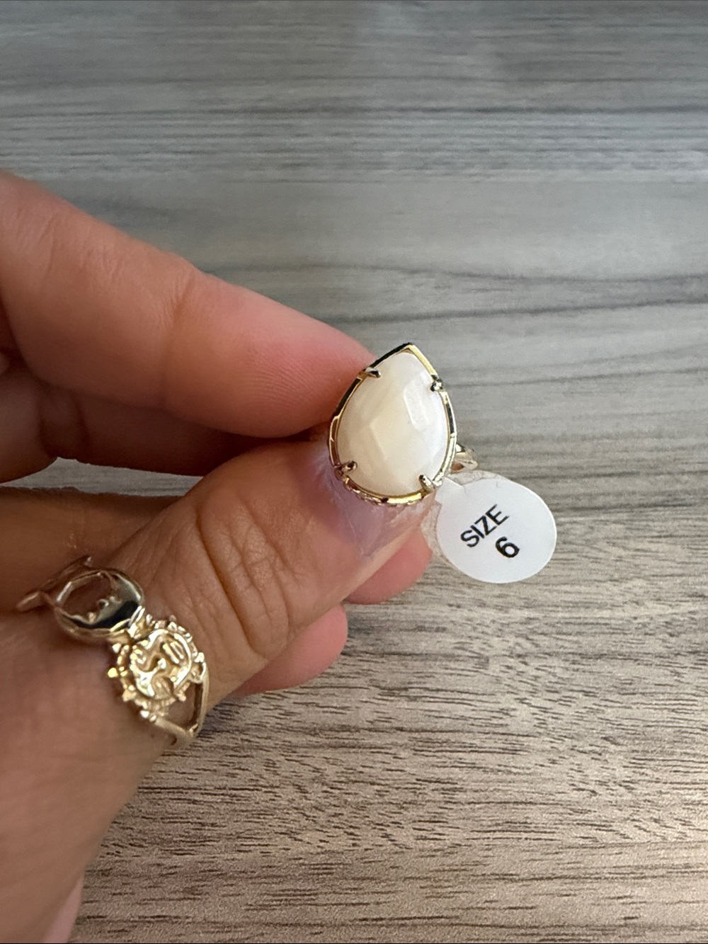 Kendra Scott Gold Ring with White Teardrop Stone